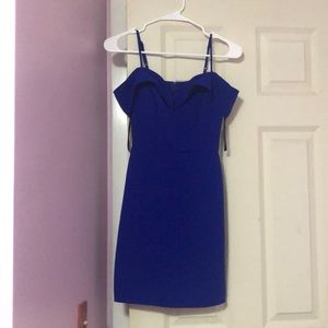 Blue short tight off the shoulder dress